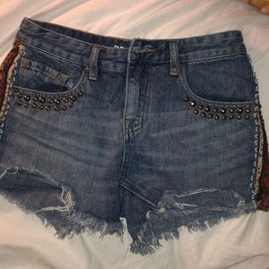 Studded jean shorts